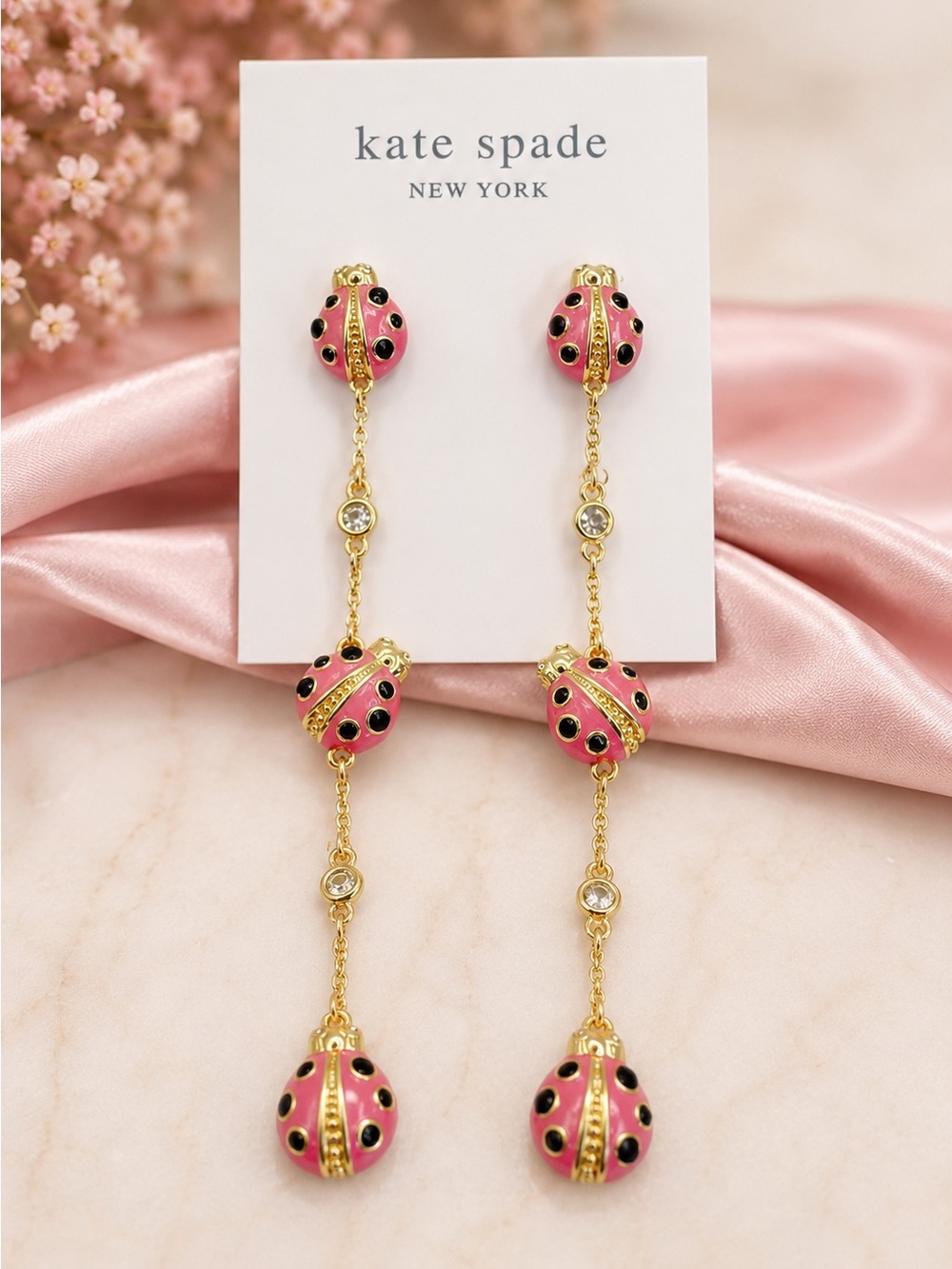 Kate Spade Ladybug Linear Earrings. - Picture 5 of 5